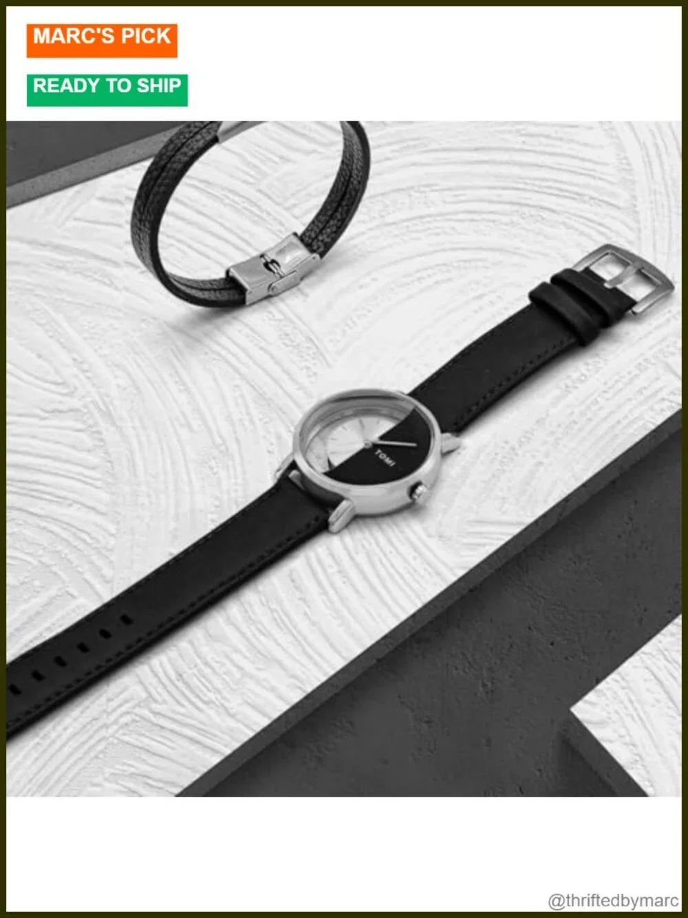 Half-Hollowed Transparent Dial Quartz Watch with Leather Band Waterproof Casual
